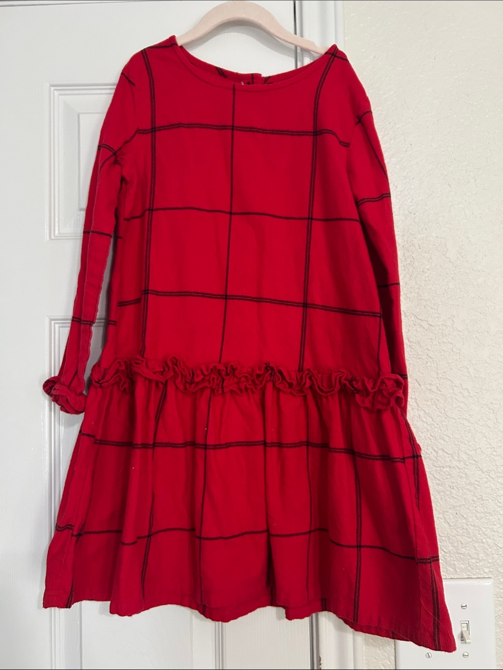 Gymboree Red Windowpane Ruffle-Hem Dress